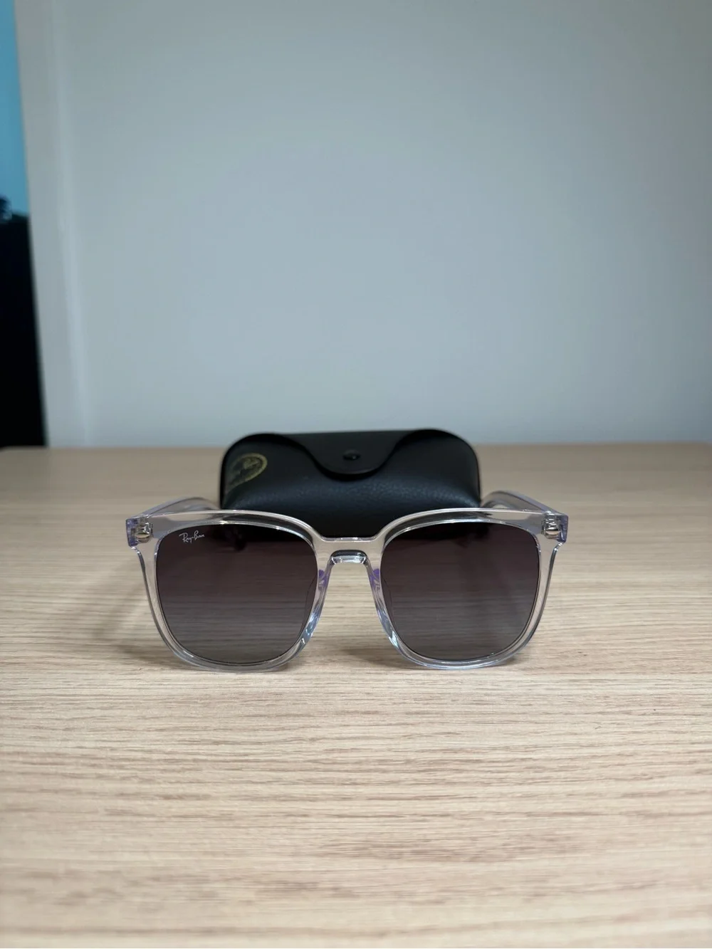 Ray-Ban Clear Frame Sunglasses with Gradient Smoke Lenses - Transparent & Gray